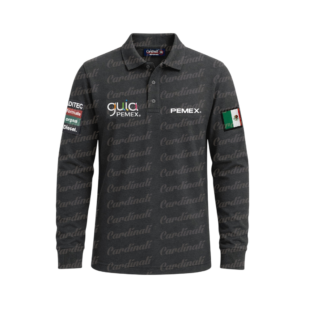 Playera Polo ML Pemex 600-C Gris Carbón